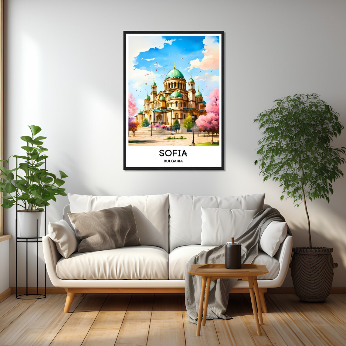 Sofia Bulgaria Cathedral Spring Watercolor City Travel Poster - Image 2