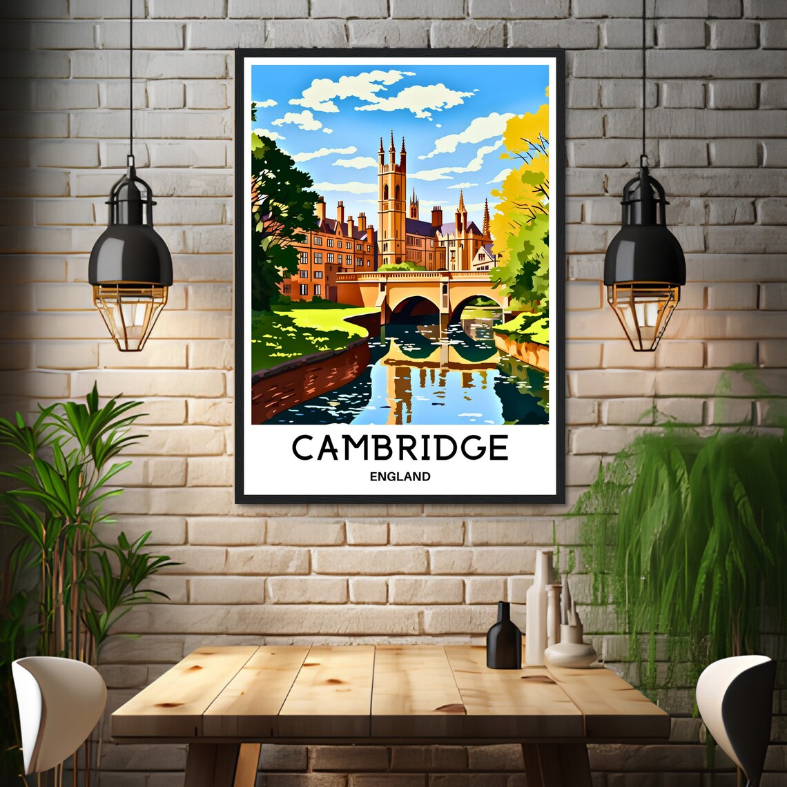 Cambridge University Bridge River Cam England College Poster - Image 3