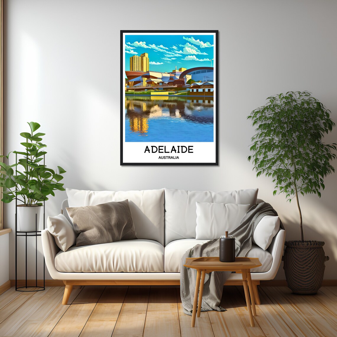 Adelaide Australia City Riverside Skyline Modern Travel Poster - Image 2