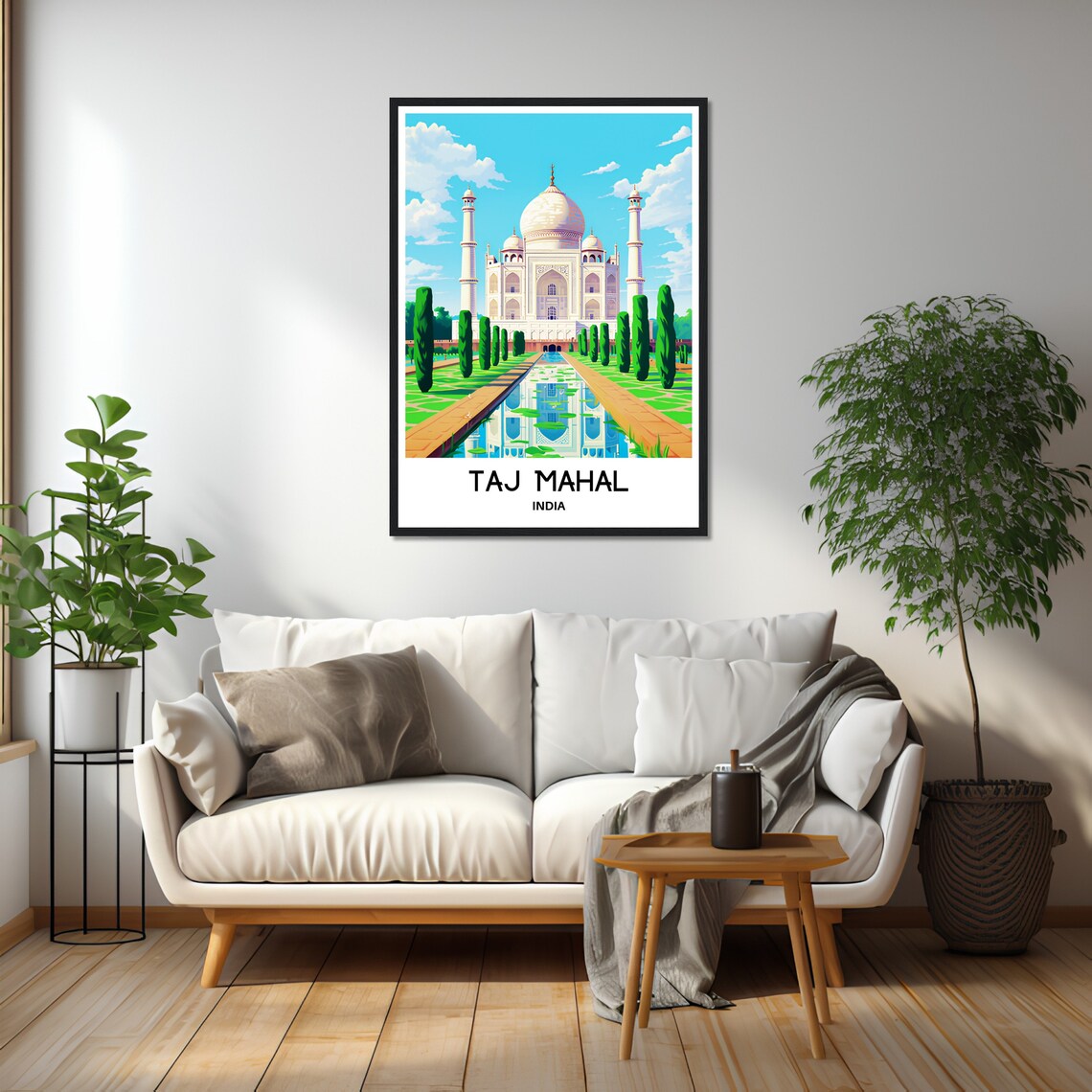 Taj Mahal India Reflecting Pool Garden Illustration Travel Poster - Image 2