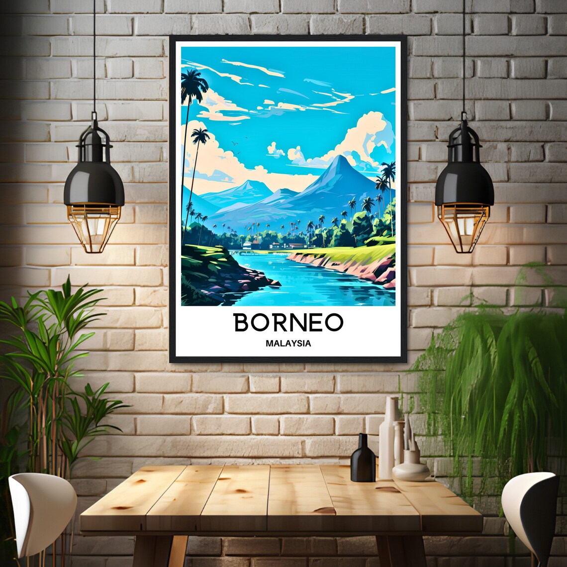 Borneo Island River And Mountains Malaysia Tropical Rainforest Poster - Image 3