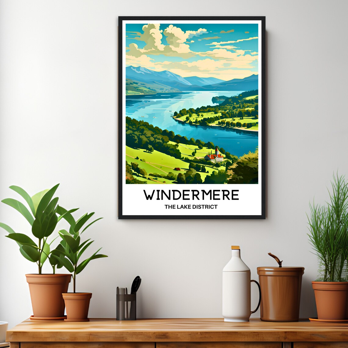 Lake Windermere Travel Poster, Lake District Art - Image 3