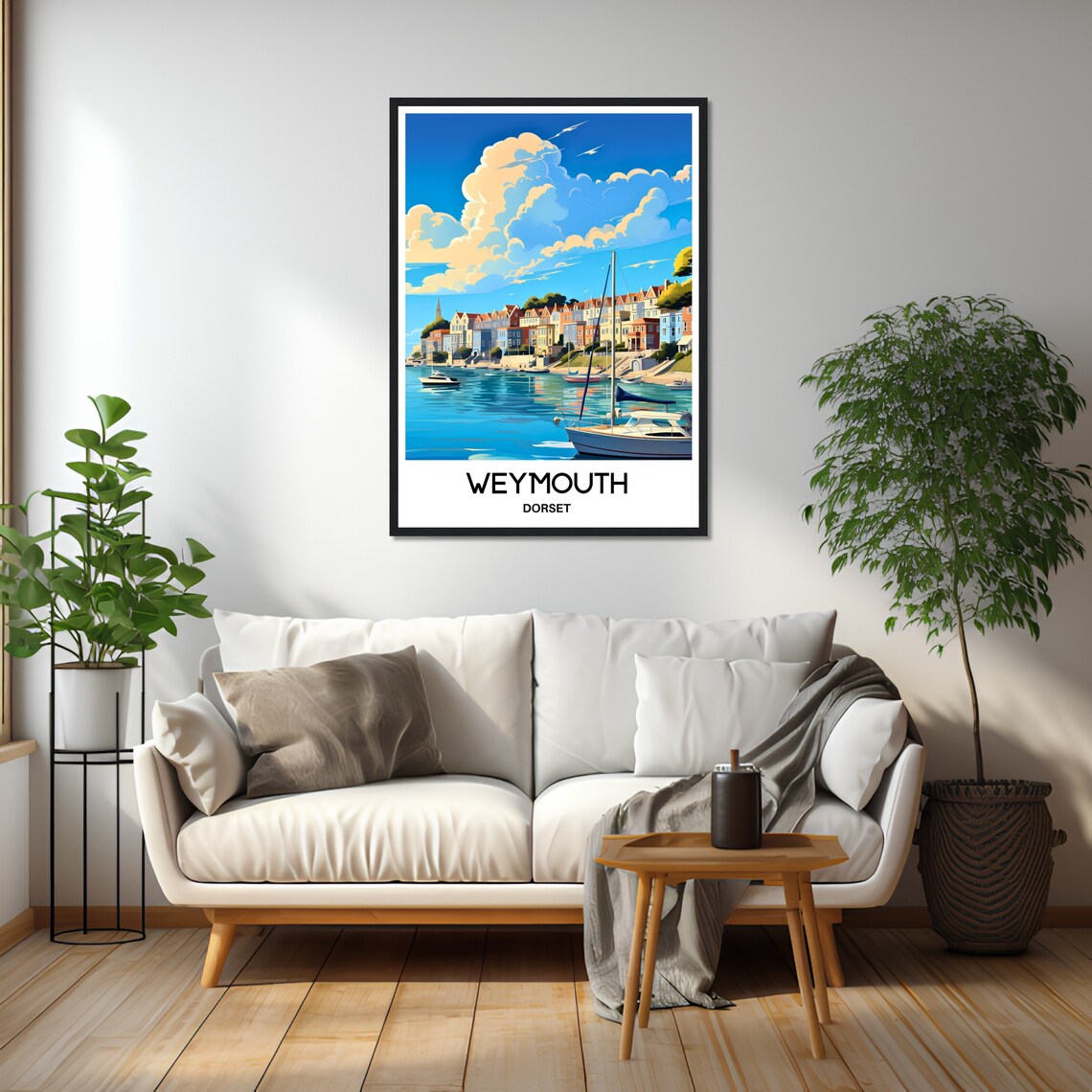 Weymouth Dorset Picturesque Harbour Boats Retro Travel Poster - Image 2