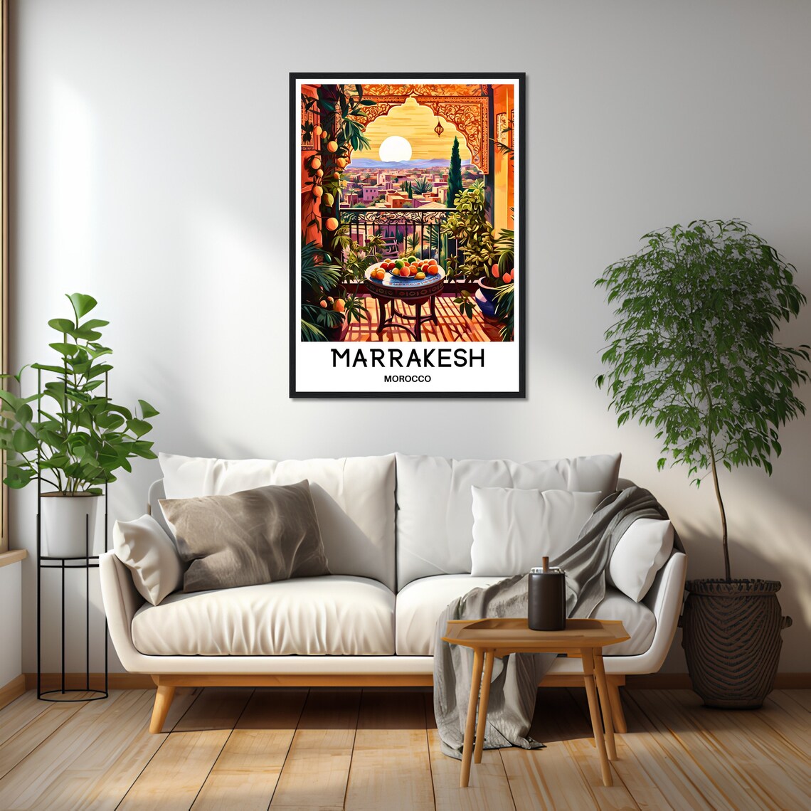 Marrakesh Morocco Moorish Terrace Sunset Medina View Travel Poster - Image 2
