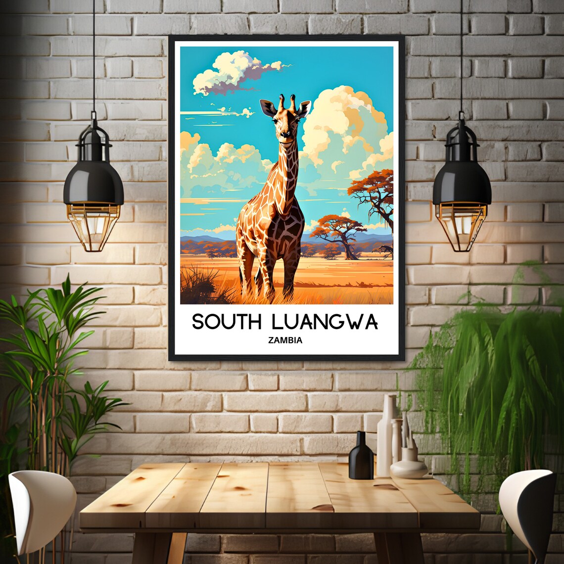 South Luangwa National Park Travel Print South Luangwa Poster Zambian Art Print Zambia Lover Gift Wall Hanging Illustration Home Decor - Image 3
