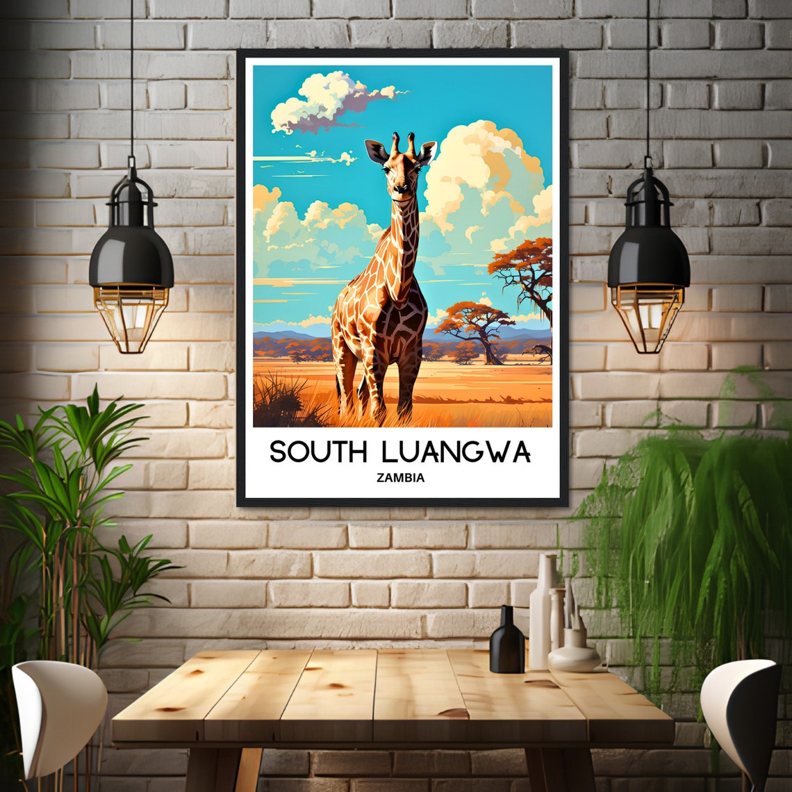 South Luangwa Zambia Tall Giraffe Golden African Savanna Poster - Image 3