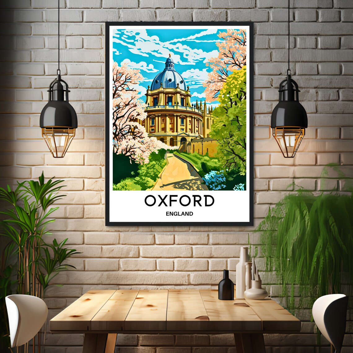 Oxford England Radcliffe Camera Spring Blossom Travel Poster - Image 3
