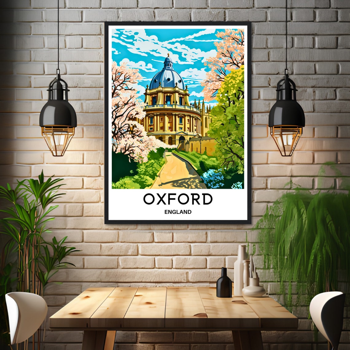 Oxford Travel Print Oxford Poster English Art Print England Lover Gift Wall Hanging Art Home Office Desk Decor Oxford City Illustration - Image 3