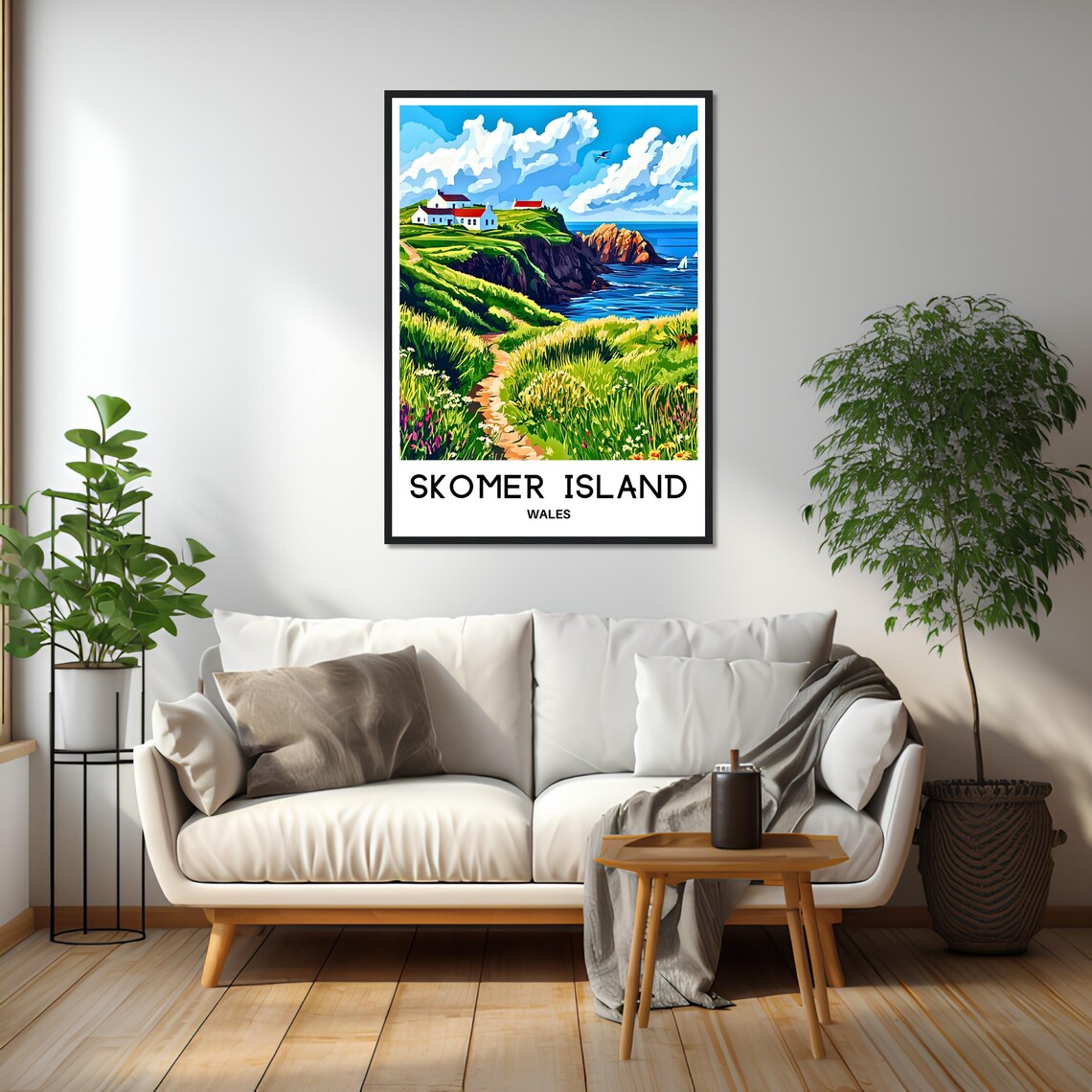 Skomer Island Wales Coastal Cliffs Path Vintage Travel Poster - Image 2