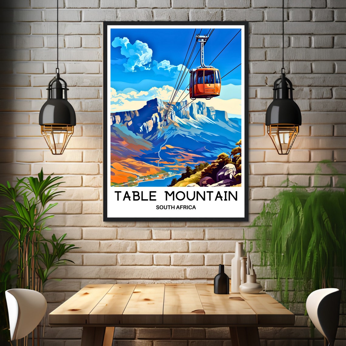Table Mountain Cable Car Cape Town South Africa Aerial View Poster - Image 3