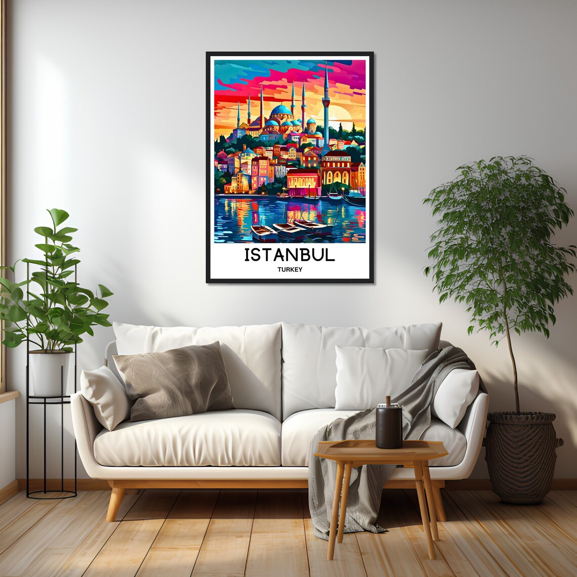 Istanbul Turkey Travel Poster Blue Mosque Sunset Bosphorus Boats - Image 2