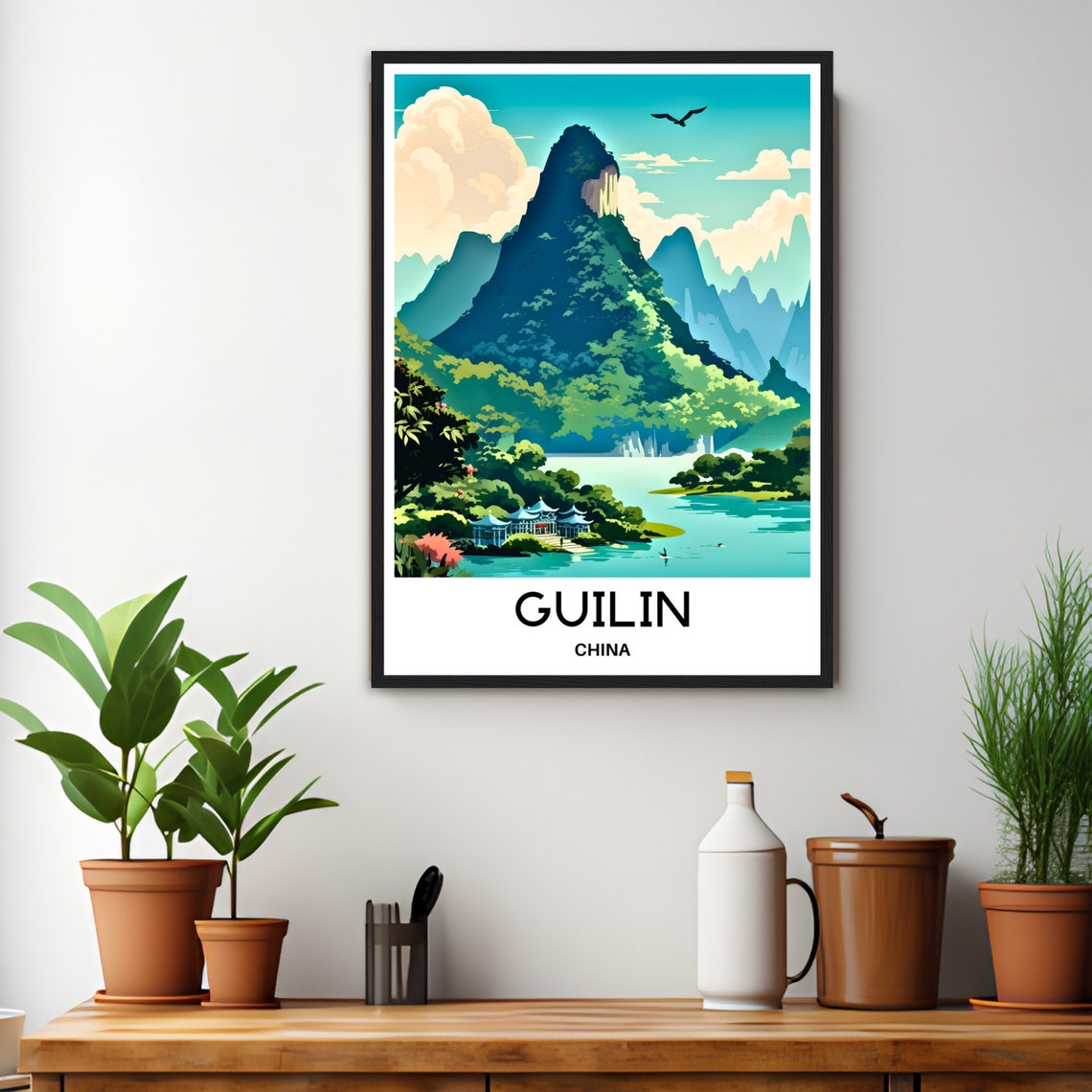 Guilin Travel Poster Guilin Travel Print Guilin China Print Guilin Art Print Guilin Travel Gift Guilin Wall Print Guilin Art Gift China - Image 3