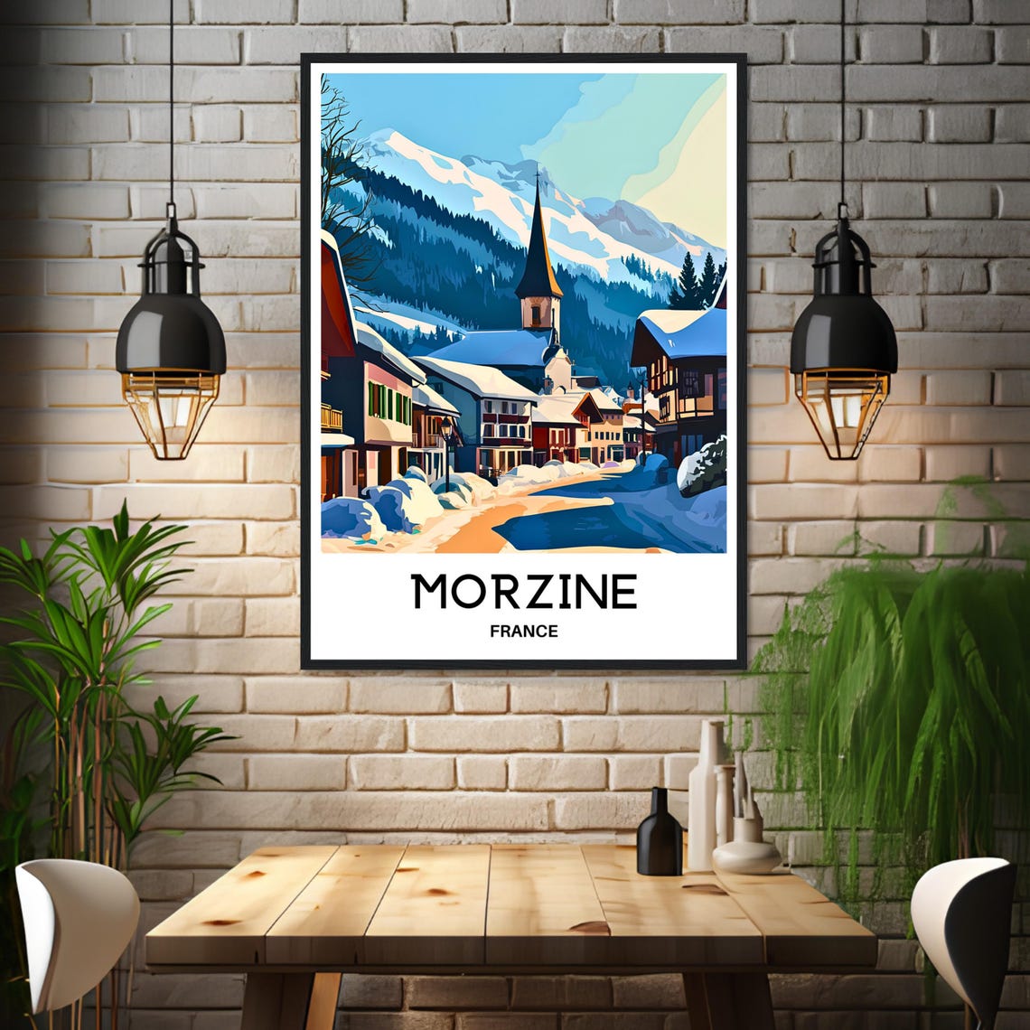 Morzine Travel Print Morzine Poster French Art Print France Lover Gift Wall Hanging Art Home Office Desk Decor Morzine Village Illustration - Image 3