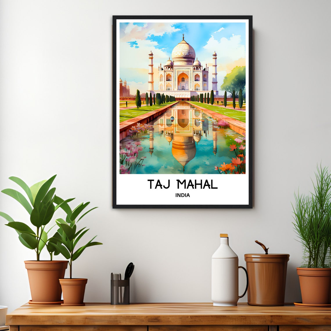 Taj Mahal Watercolor Print Taj Mahal Travel Poster Indian Art Print India Lover Gift Taj Mahal Watercolour Painting Illustration - Image 2
