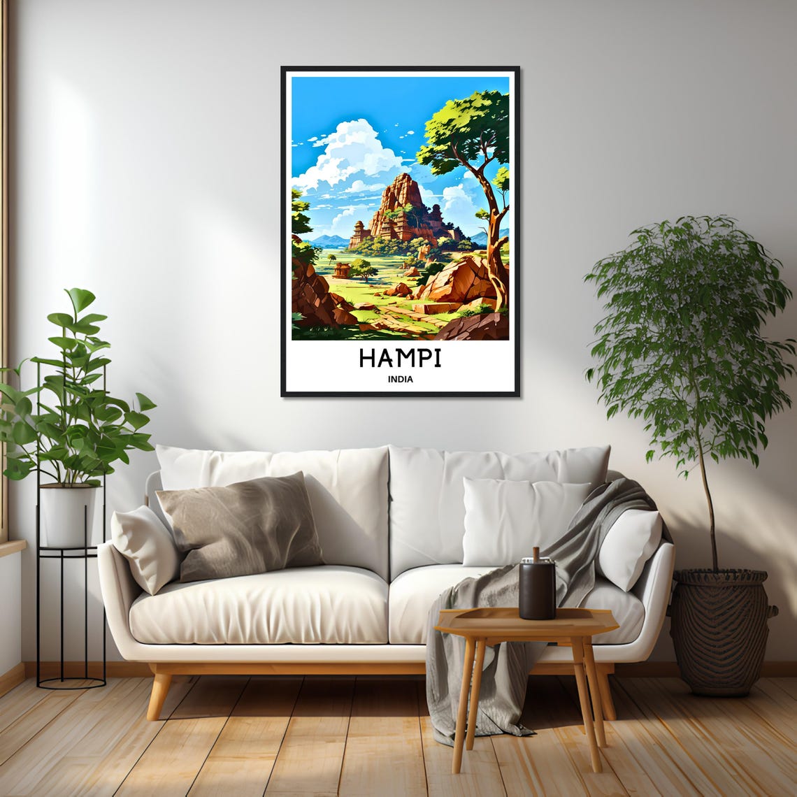 Hampi India Rocky Temples and Boulder Hills Landscape Poster - Image 2