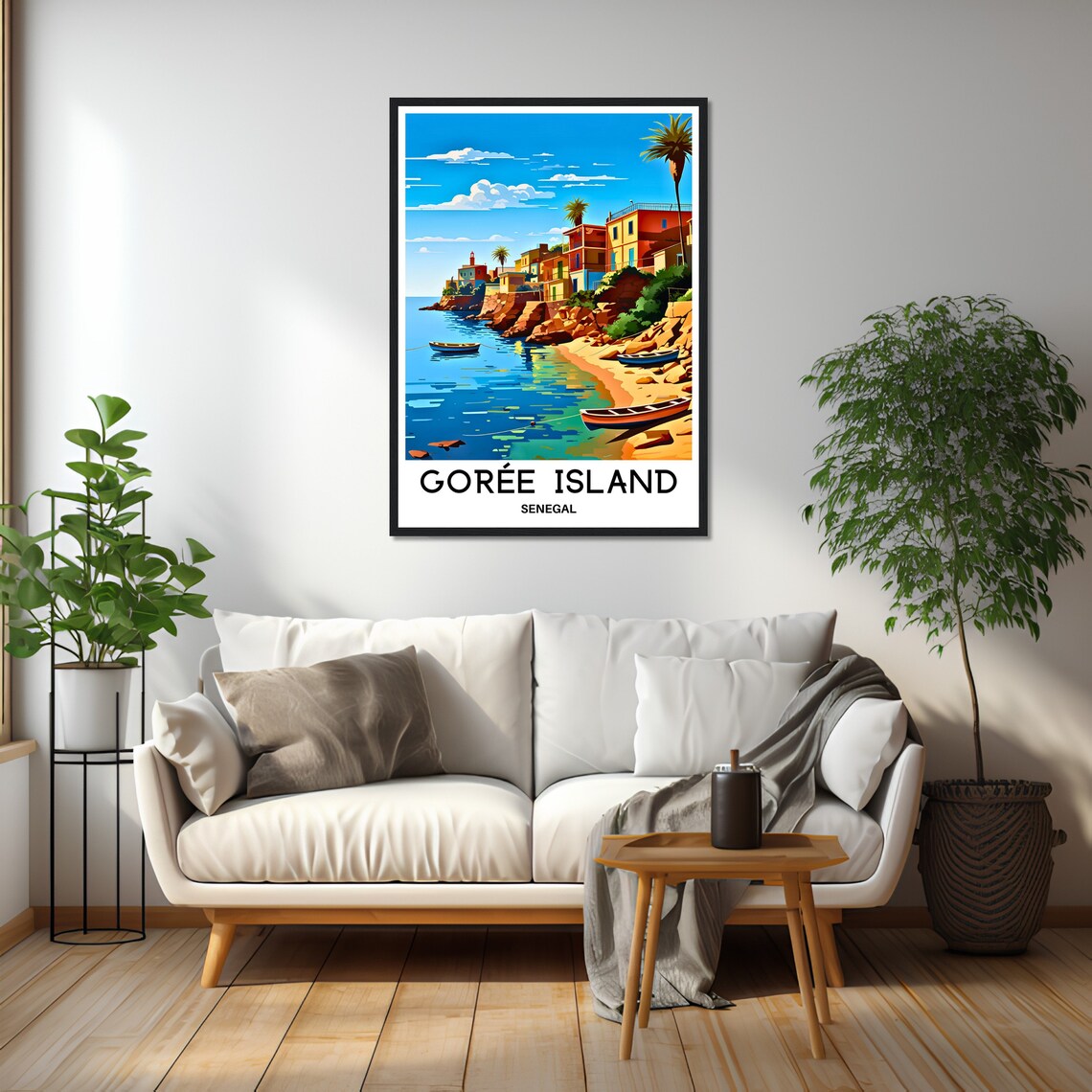 Goree Island Colorful Cliffside Village With Fishing Boats Poster - Image 2