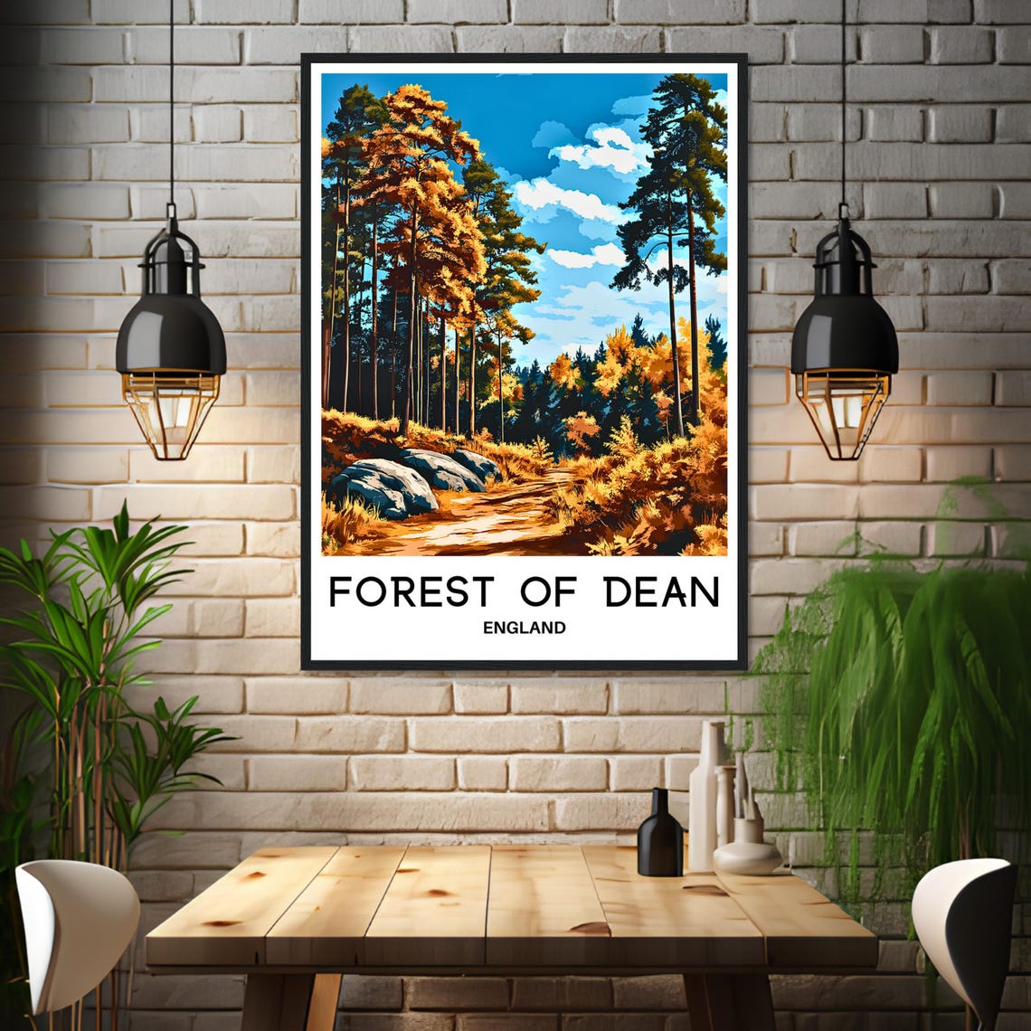 Forest Of Dean Autumn Pine Woods Golden Path England Travel Poster - Image 3