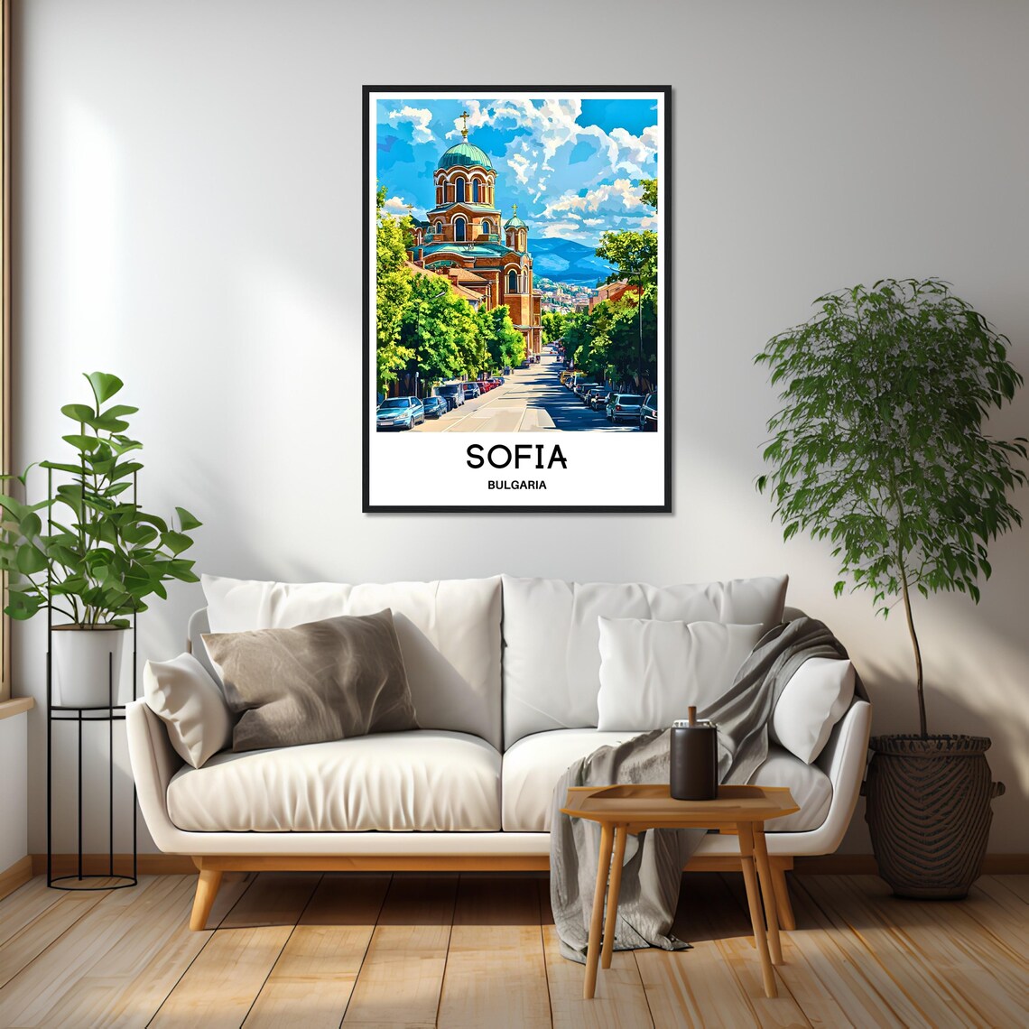 Sofia Bulgaria Historic Church Sunny Summer Street View Travel Poster - Image 2