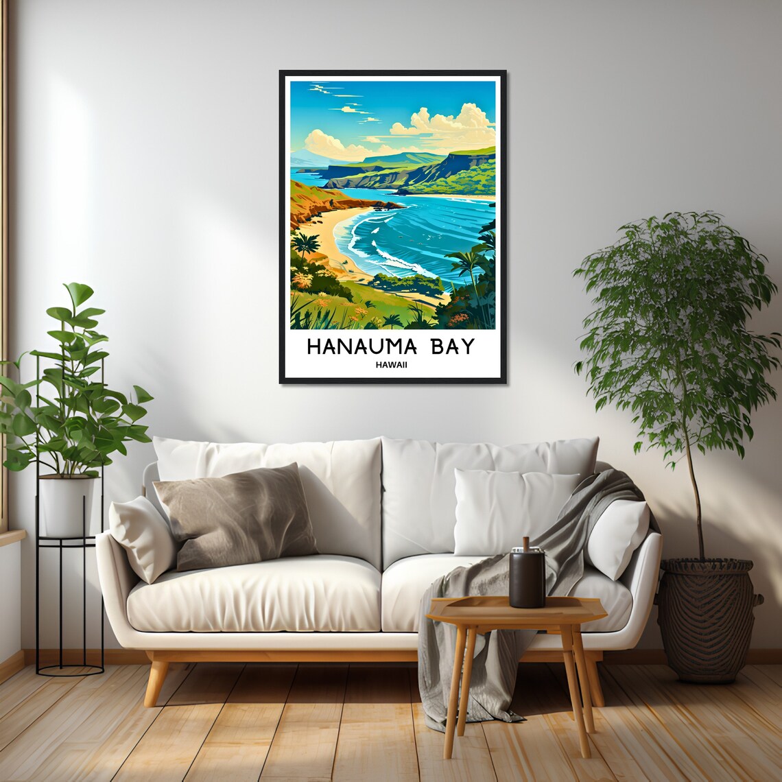 Hanauma Bay Hawaii Curved Beach Turquoise Waves Island Travel Poster - Image 2