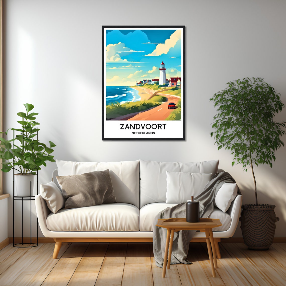 Zandvoort Netherlands Lighthouse Beach Town Retro Travel Poster - Image 2