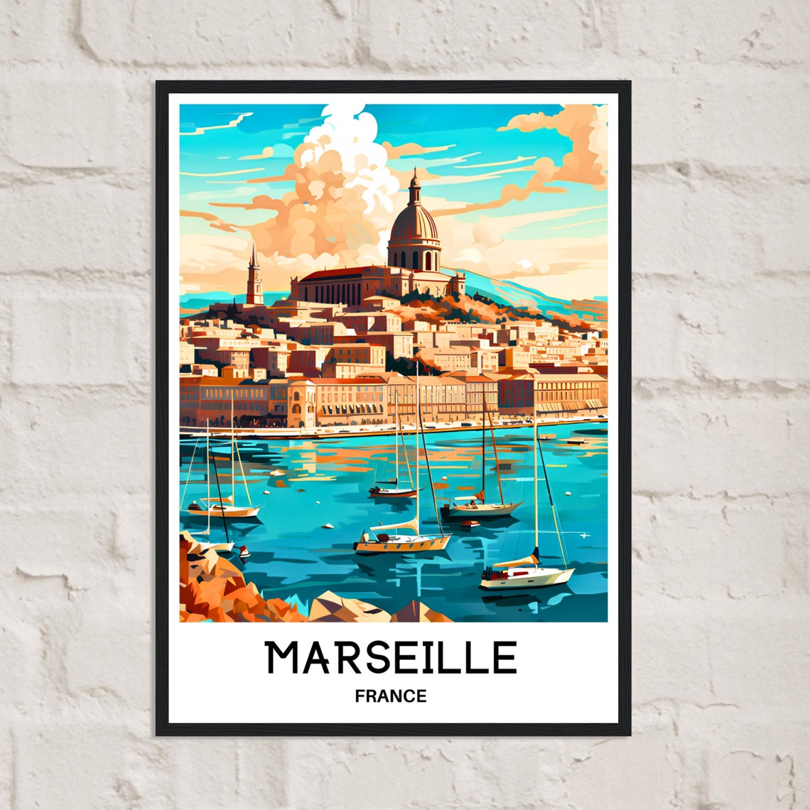 Marseille Travel Print Marseille Poster French Art Print France Lover Gift Wall Hanging Art Home Office Desk Decor Marseille Illustration - Image 2