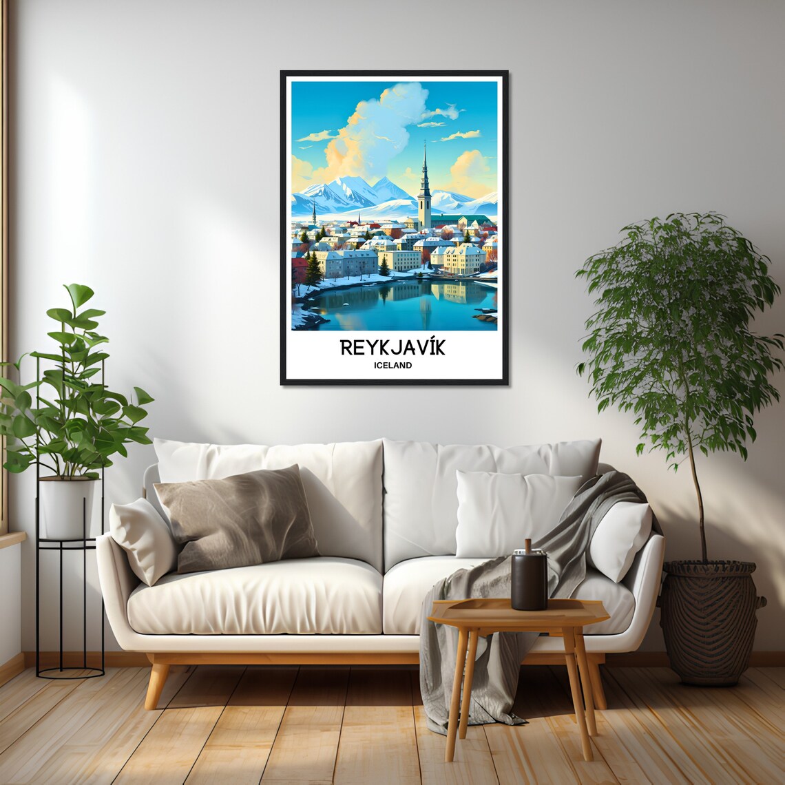 Reykjavik Iceland Winter City Harbor Snow Vintage Travel Poster - Image 2
