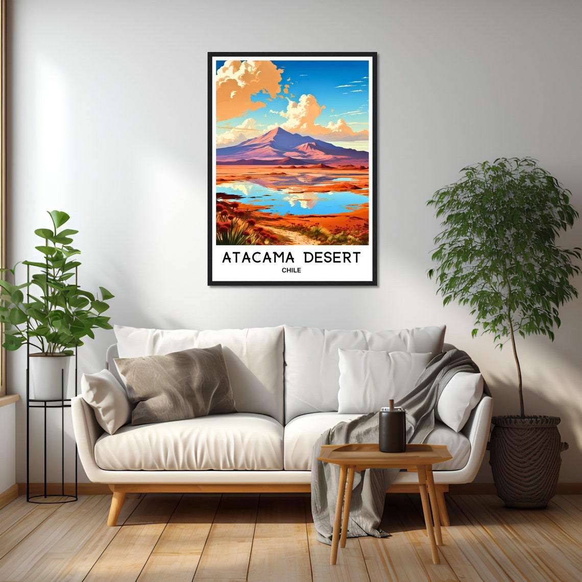 Atacama Desert Chile Salt Flat Lagoon Volcano Sunset Landscape Poster - Image 2