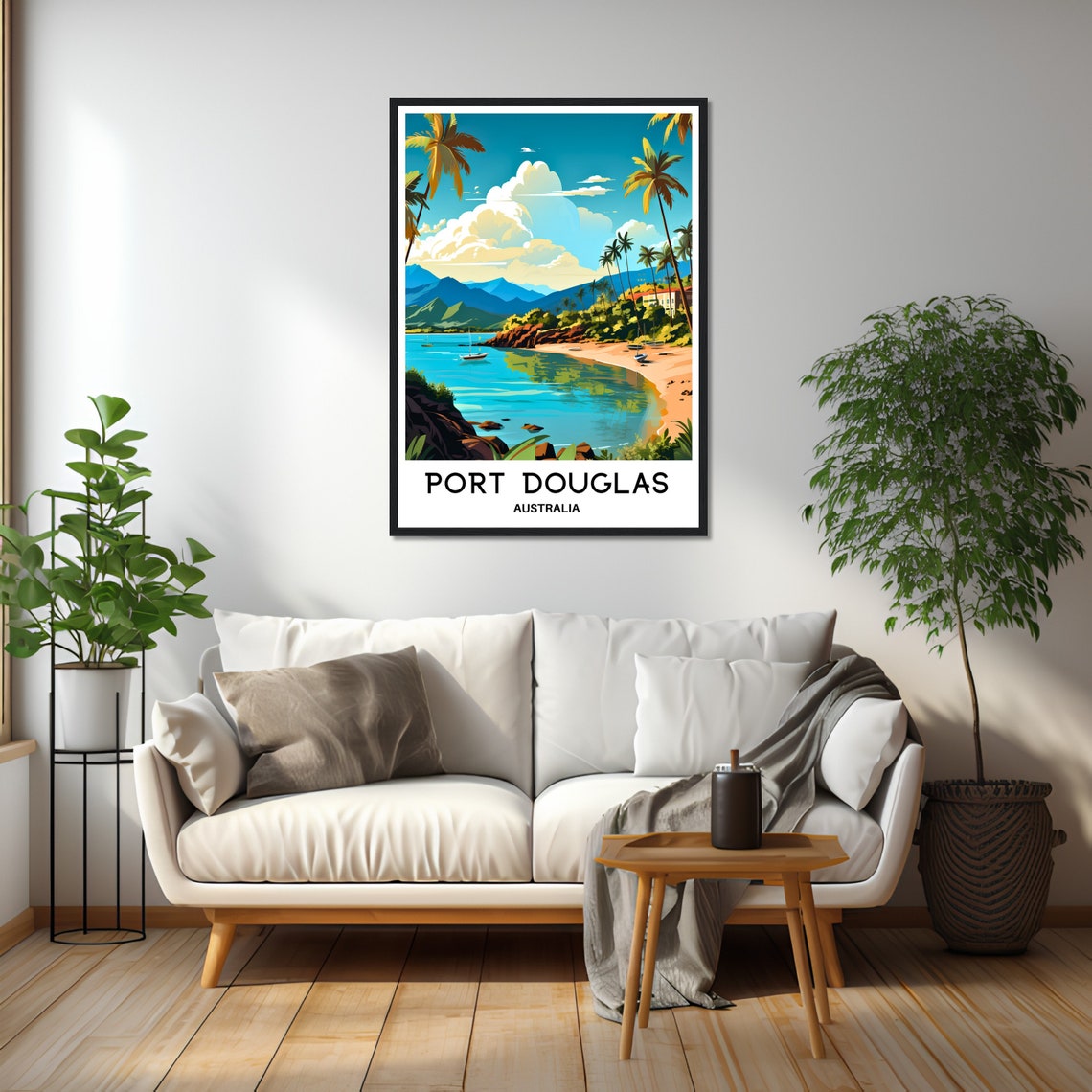Port Douglas Australia Sandy Beach Palm Bay Retro Travel Poster - Image 2