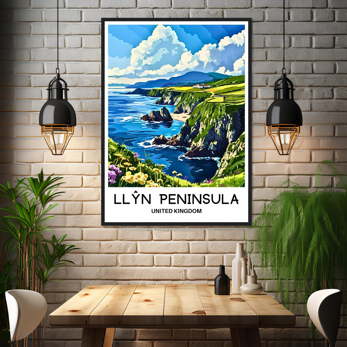 Llyn Peninsula Rugged Coast Cliffs Wildflowers Wales Travel Poster - Image 3
