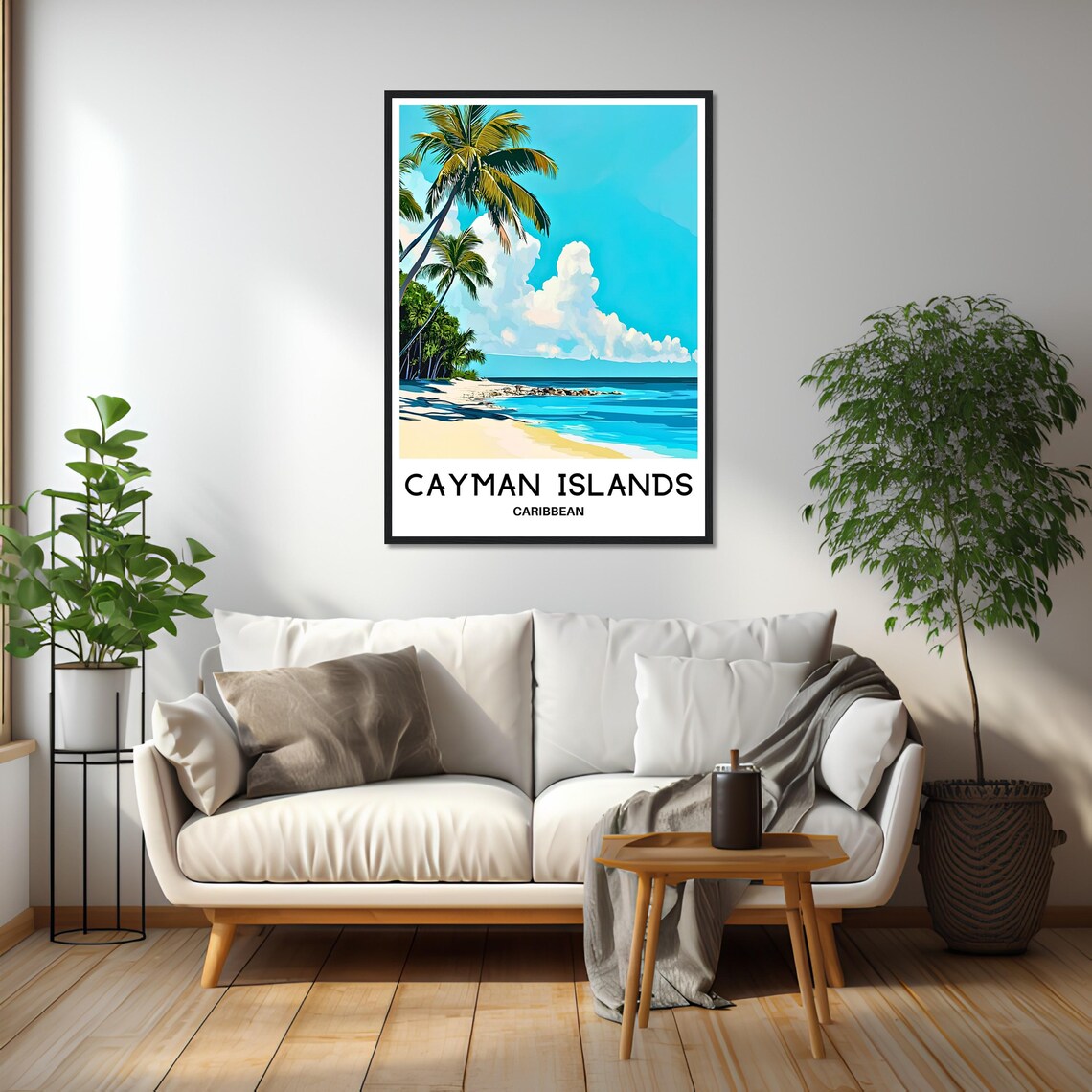 Cayman Islands Caribbean Beach Travel Poster With Palms And Turquoise Sea - Image 2