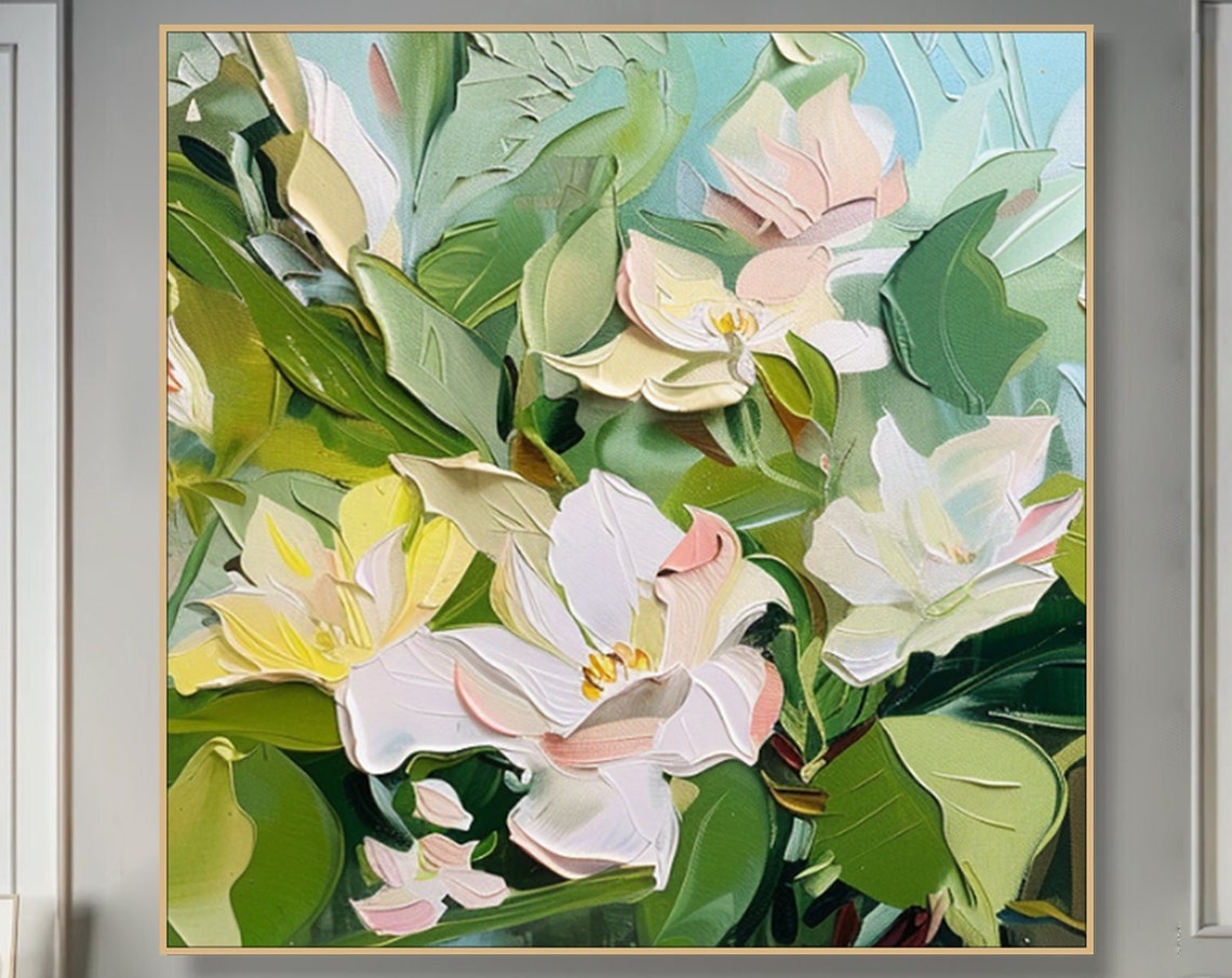 Pastel Blossom Spring Flowers Soft Pink Impasto Floral Art Poster