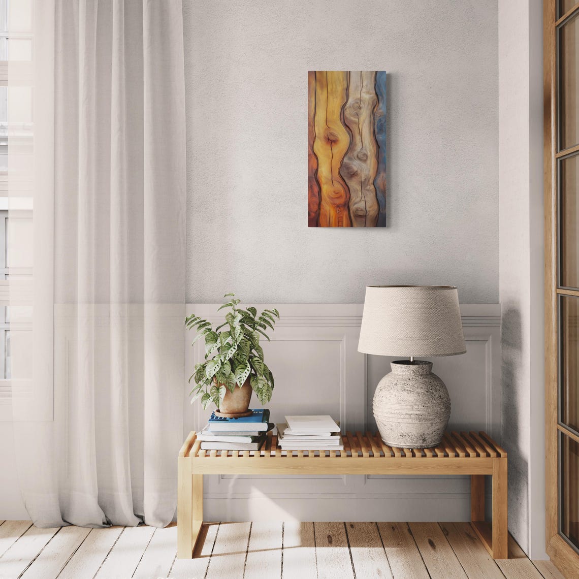 Rustic Wooden Planks Texture Warm Earthy Gradient Abstract Art Poster - Image 3