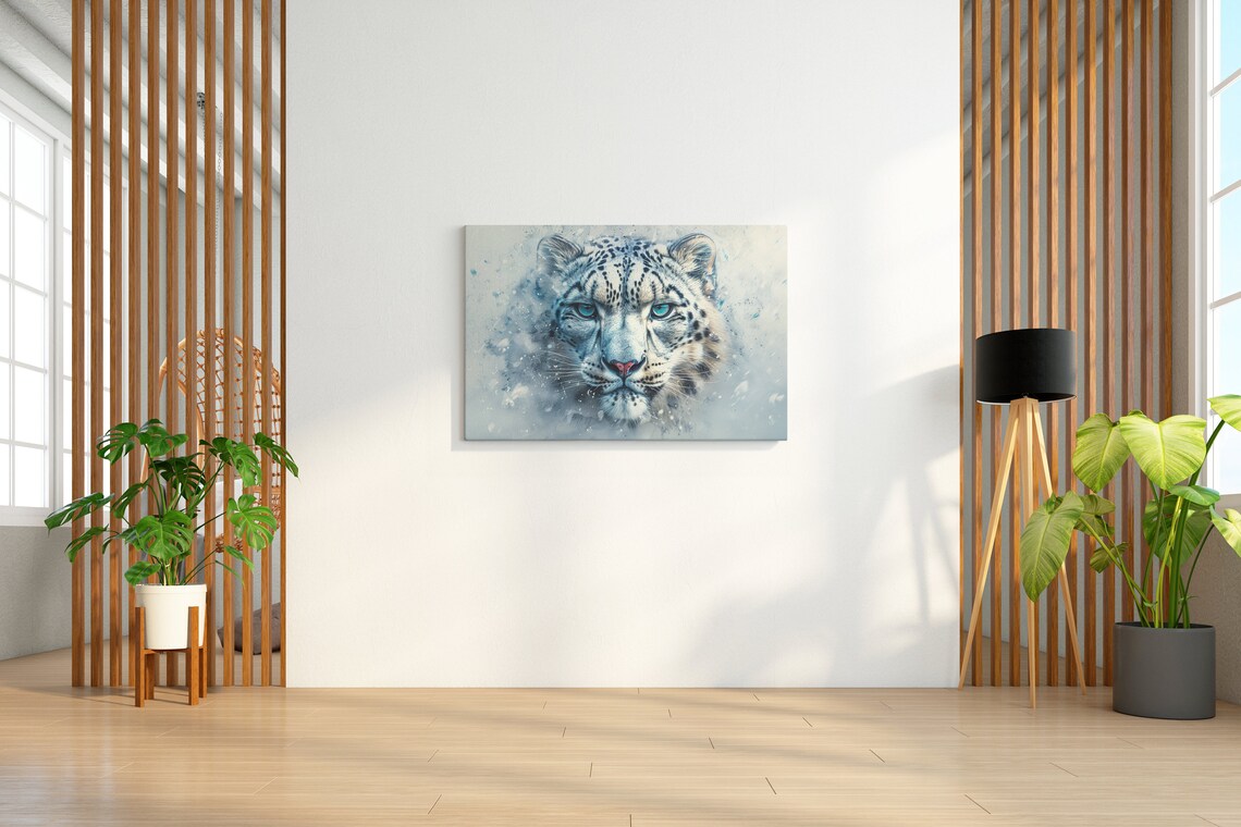 Snow Leopard Wall Print, Winter Wildlife Decor - Image 4