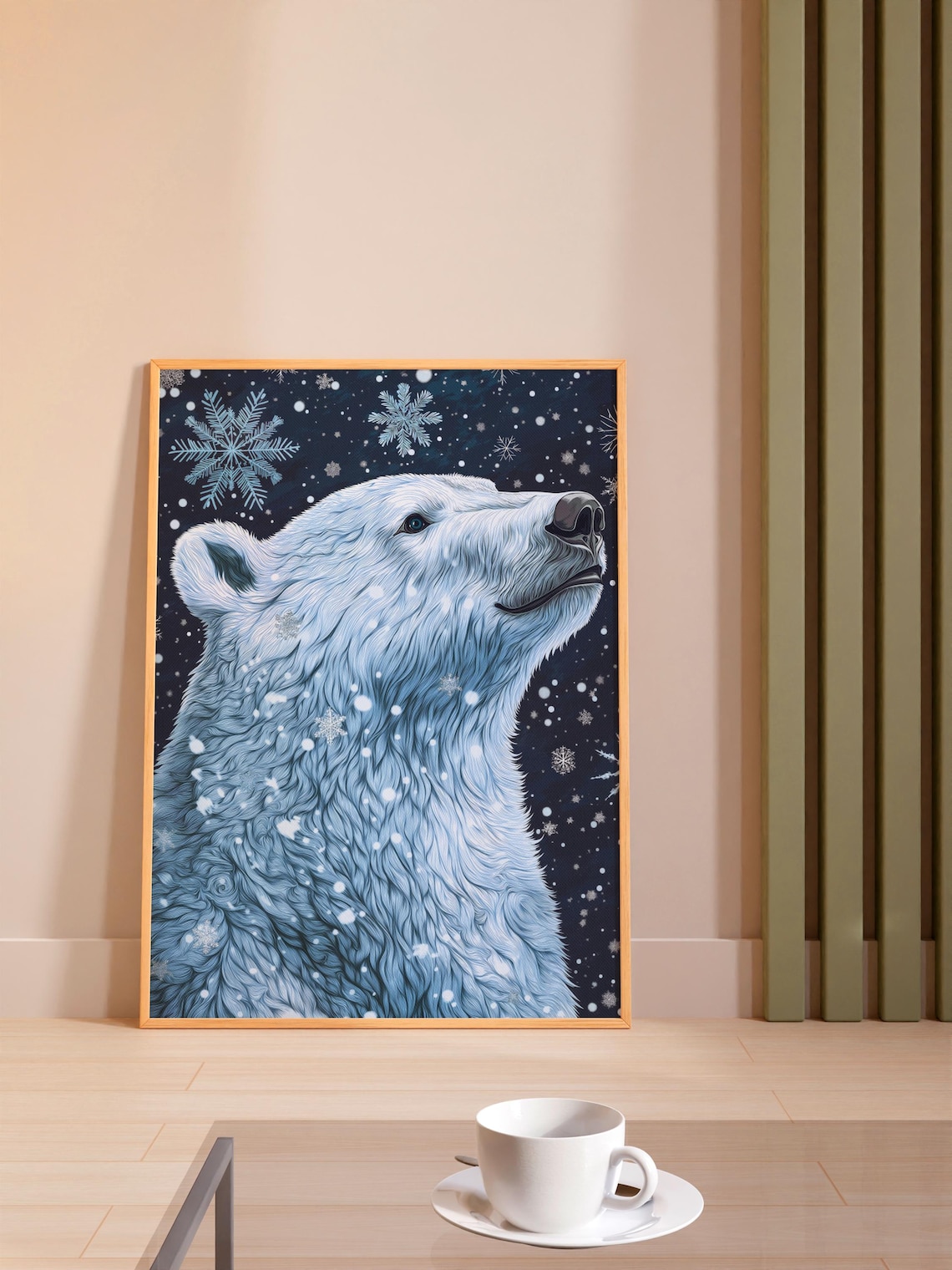 Polar Bear Art Print for Kids Room, Winter Theme