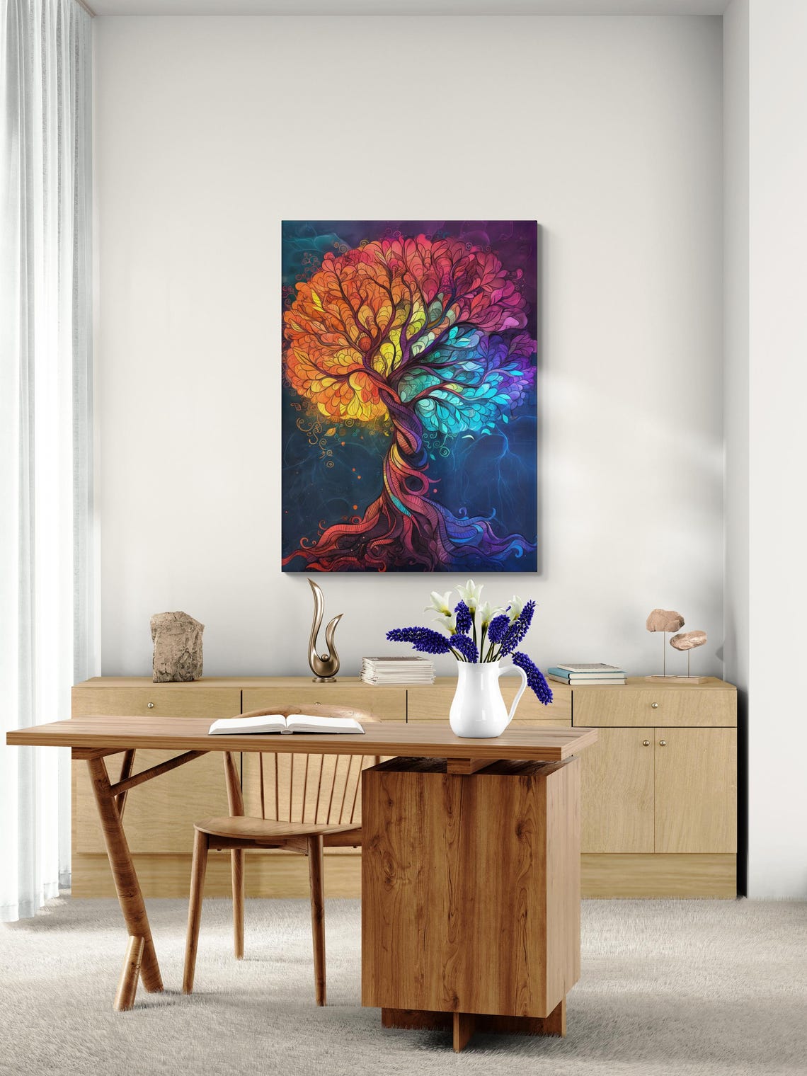 Rainbow Tree Of Life Vibrant Abstract Botanical Spiritual Wall Poster - Image 2