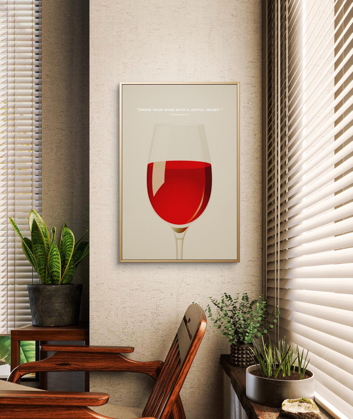 Red Wine Glass Bible Verse Ecclesiastes 9:7 Minimalist Quote Wall Art Poster - Image 5