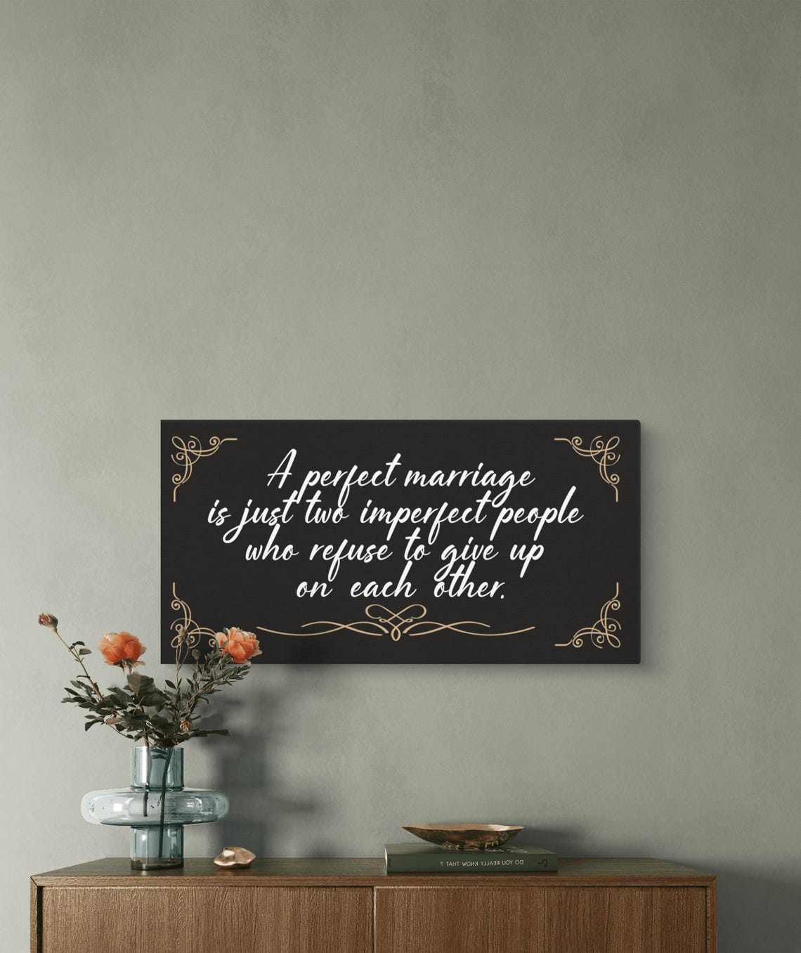 A Perfect Marriage Quote White Script Black Background Wedding Poster - Image 4