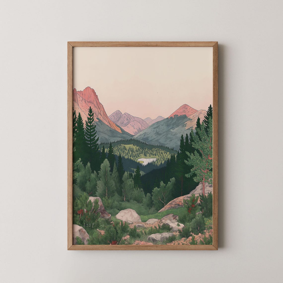 Rocky Mountain Alpine Wildflower Meadow Pink Peaks Landscape Poster