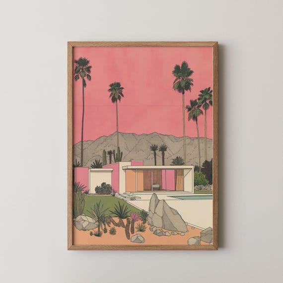 Frank Lloyd Wright Print Desert House Architecture Midcentury Modern
