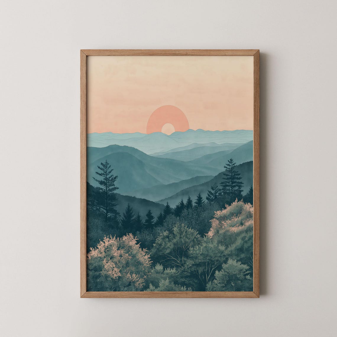 Blue Ridge Mountains Wall Art Hiking Gifts Watercolor Painting Prints