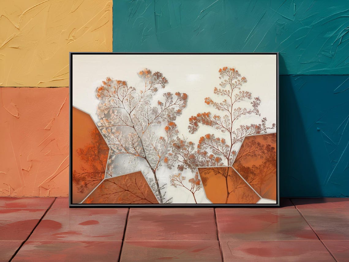 Delicate Branch Amber Glass Geometric Botanical Minimal Art Print - Image 3