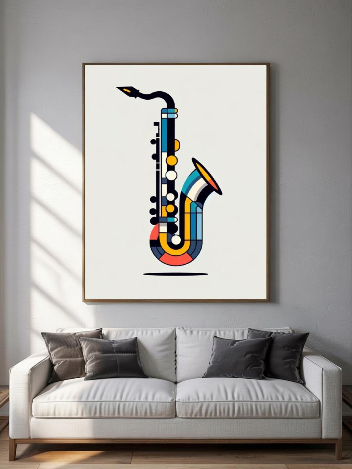 Pop Art Saxophone Colorful Geometric Bauhaus Musician Studio Print - Image 2