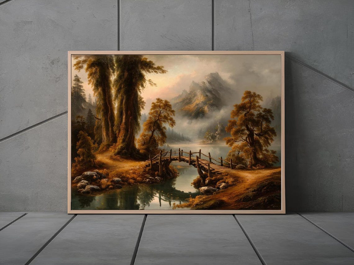 Mountain Lake Forest Nature Art Print Decor Wall Room - Image 2