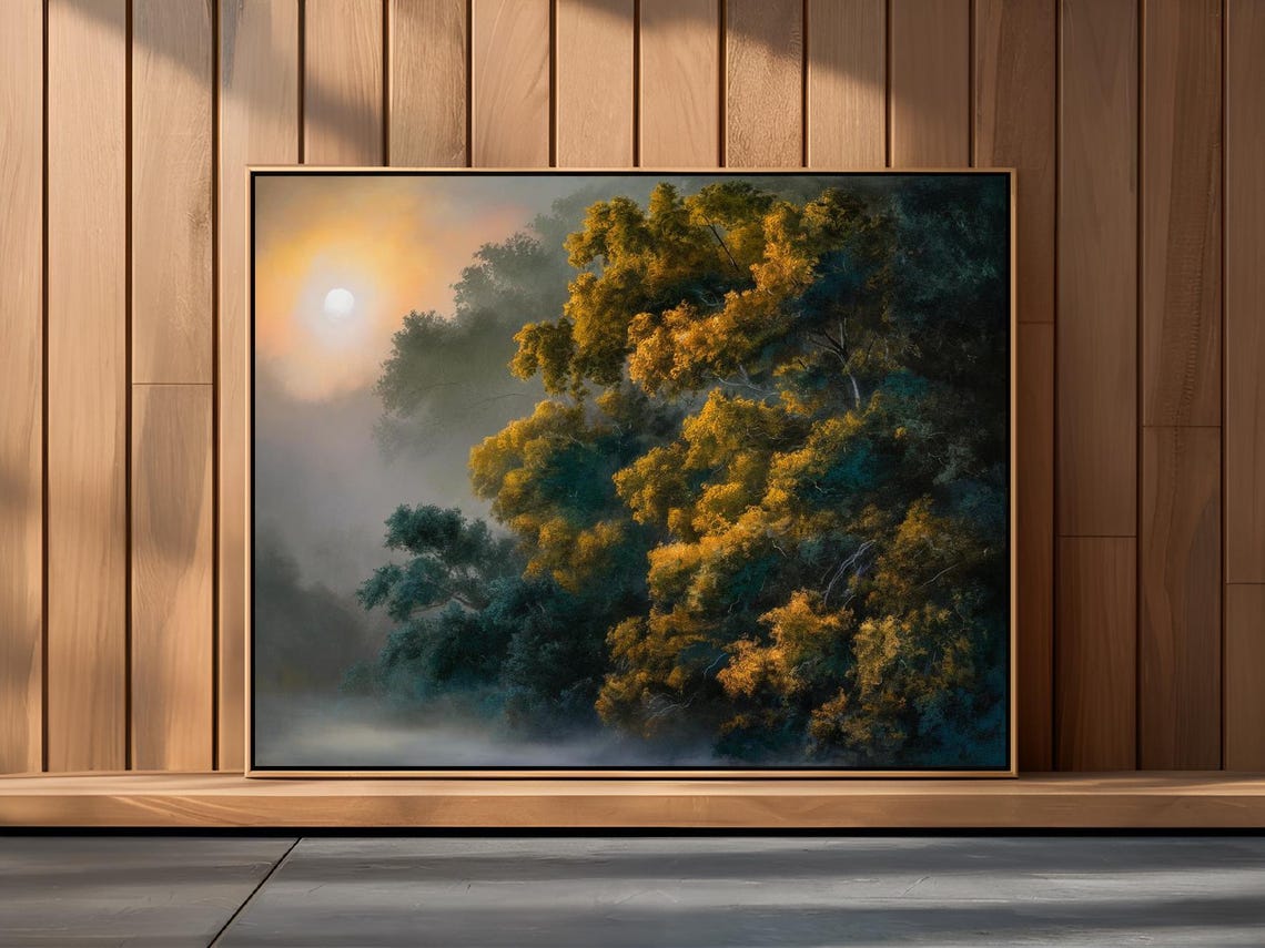 Foggy Morning Forest Nature Art Print Decor Wall Room - Image 3