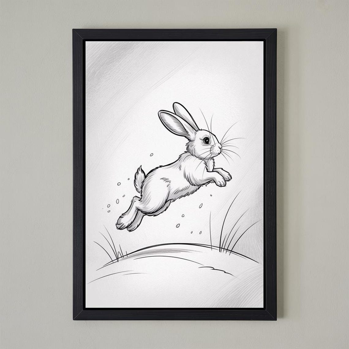 Joyful Jump Minimalist Bunny Illustration