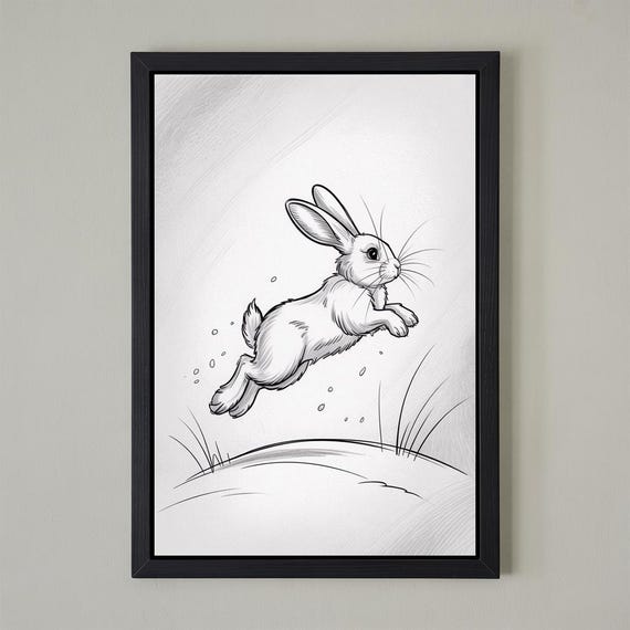 Joyful Jump Minimalist Bunny Illustration