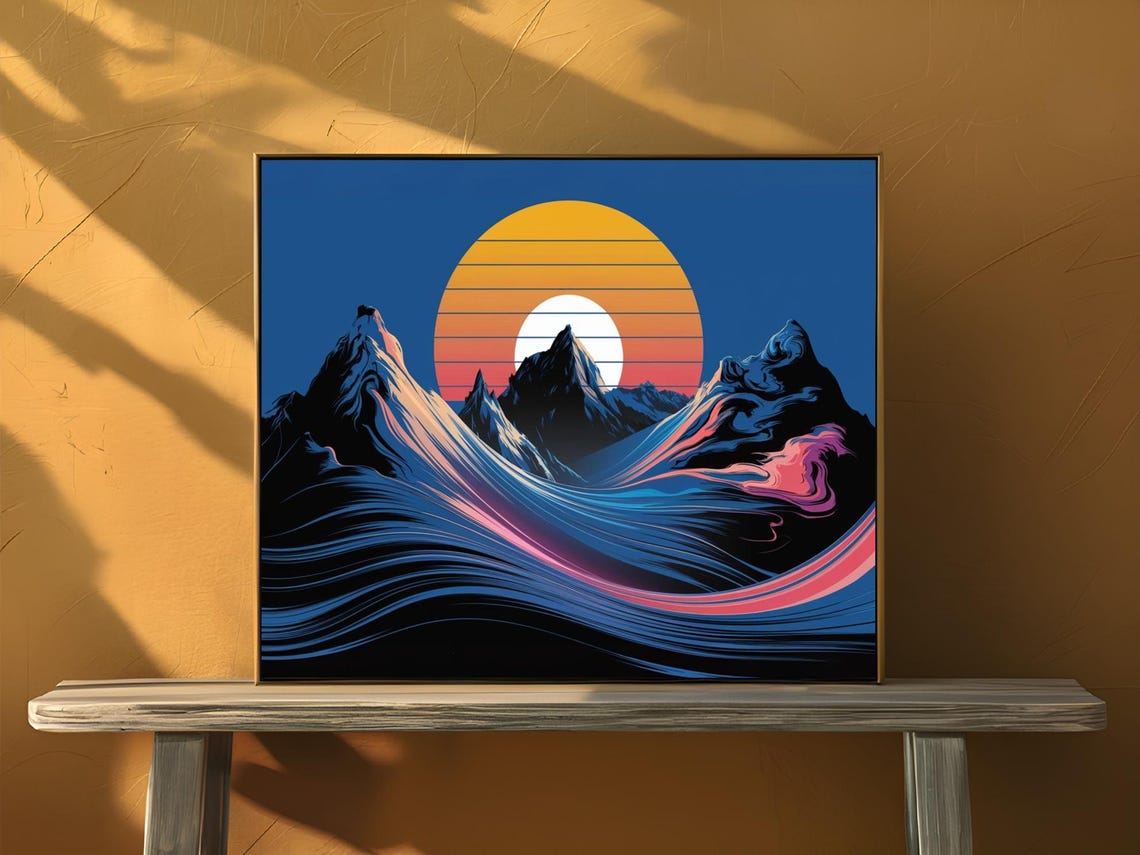 Mountain Peaks Sunrise Minimalistic Art Print Nature Decor Wall Room - Image 2