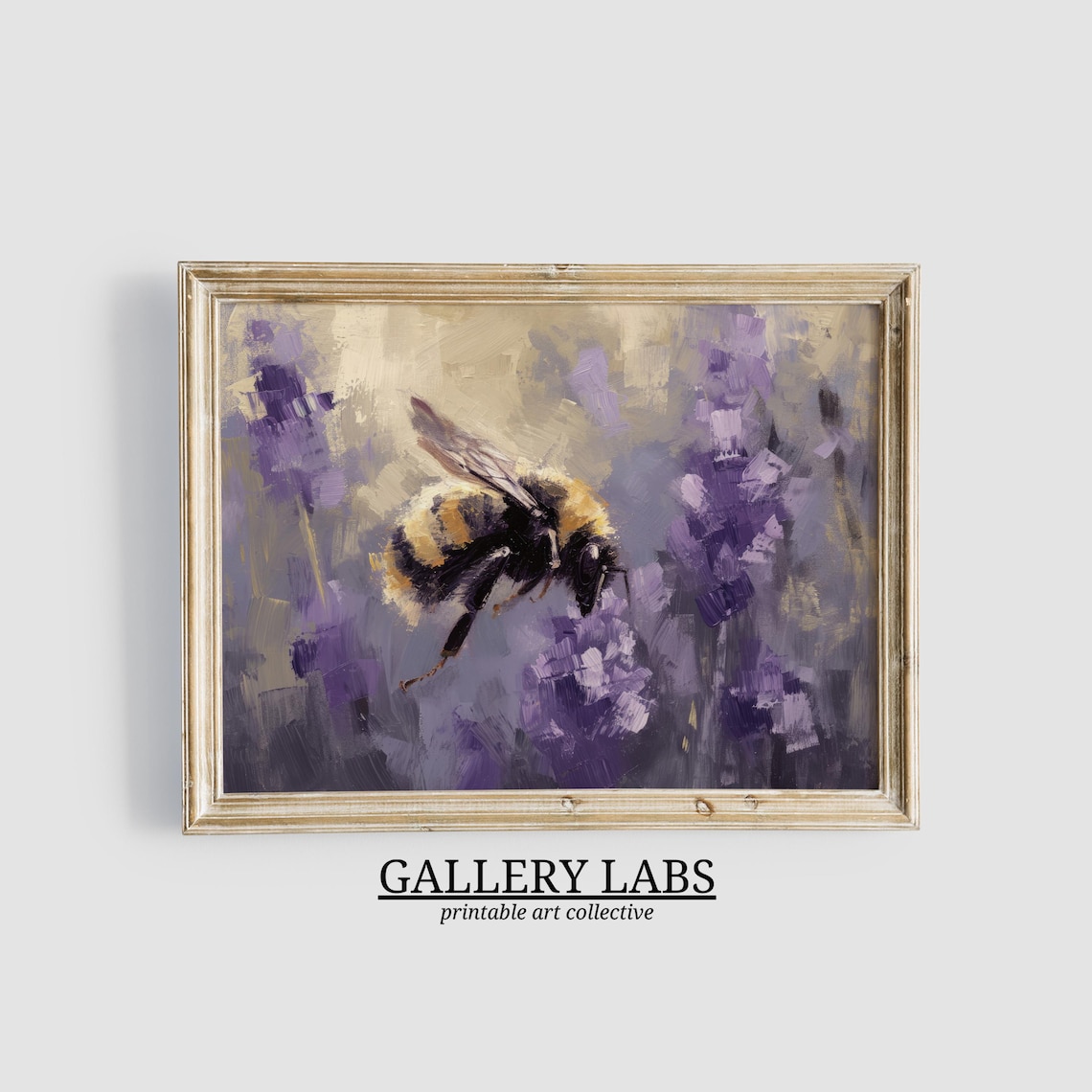 Bumblebee Floral Spring Lavender Art Print