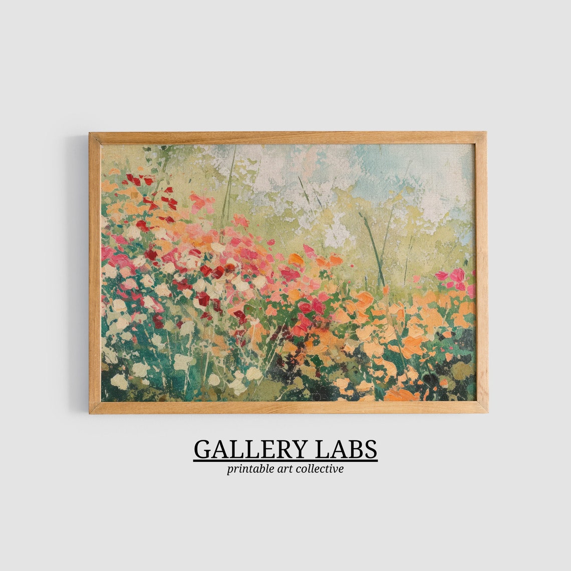 Abstract Wildflower Garden Painting Red Orange Pink Bloom Art Print - Image 3