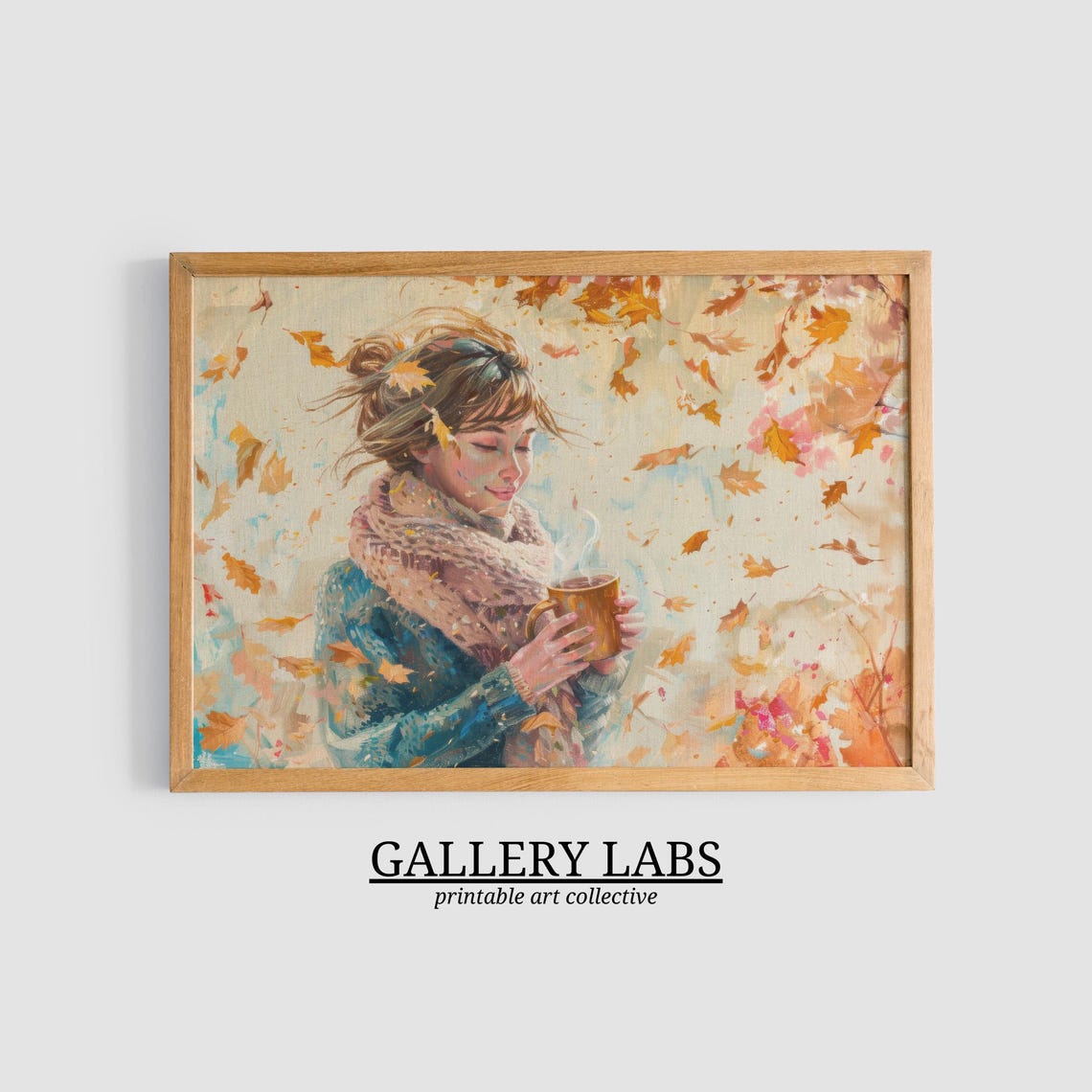 Falling Autumn Leaves Golden Foliage Textured Closeup Art Print - Image 3